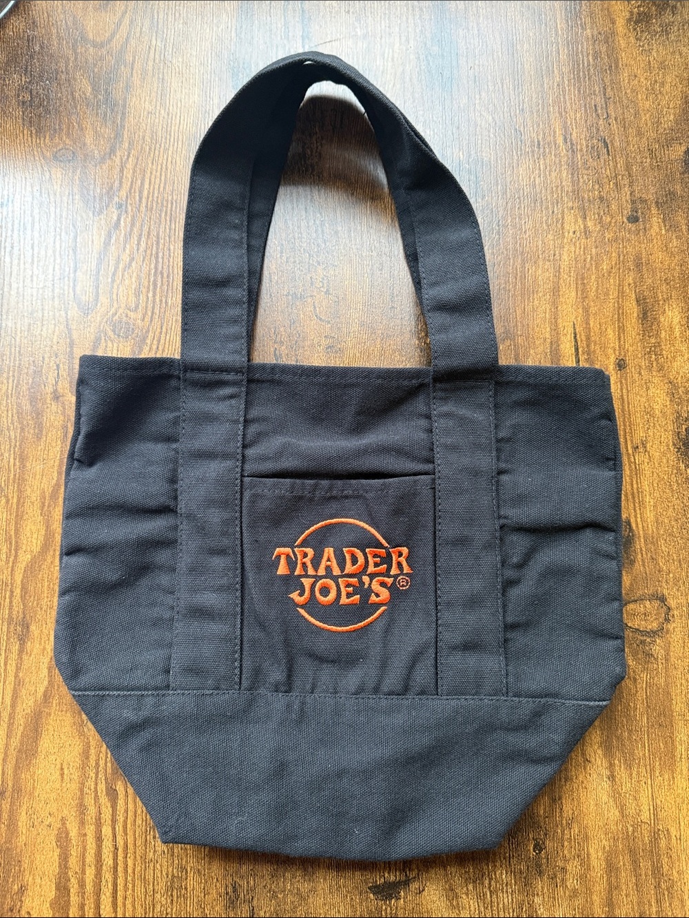 Trader Joe’s Black Canvas Tote Bag with Orange Logo